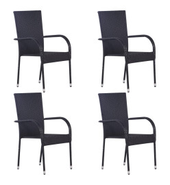 Ensemble de salle à manger de jardin 5 pcs Résine tressée Noir