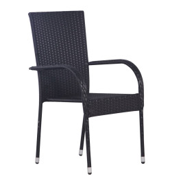 Ensemble de salle à manger de jardin 5 pcs Résine tressée Noir