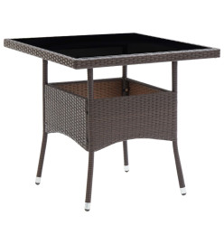 Mobilier à dîner de jardin 5 pcs Marron Résine tressée et verre