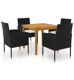 Ensemble de salle à manger de jardin 5 pcs Noir