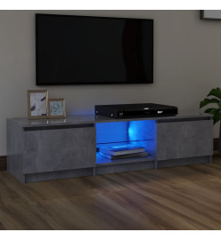 Meuble TV avec lumières LED gris béton 140x40x35,5 cm