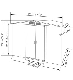 Abri de stockage pour jardin Métal Gris 257 x 205 x 178 cm