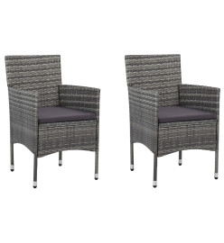 Chaises de salle à manger de jardin 2 pcs Résine tressée Gris