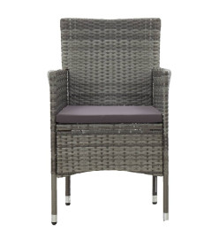 Chaises de salle à manger de jardin 2 pcs Résine tressée Gris