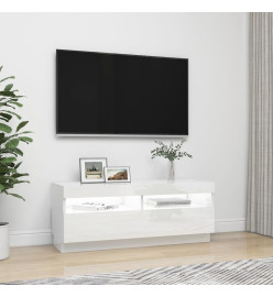 Meuble TV avec lumières LED blanc brillant 100x35x40 cm