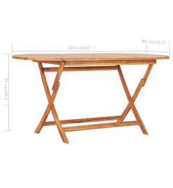 Table pliable de jardin 160x80x75 cm Bois de teck solide
