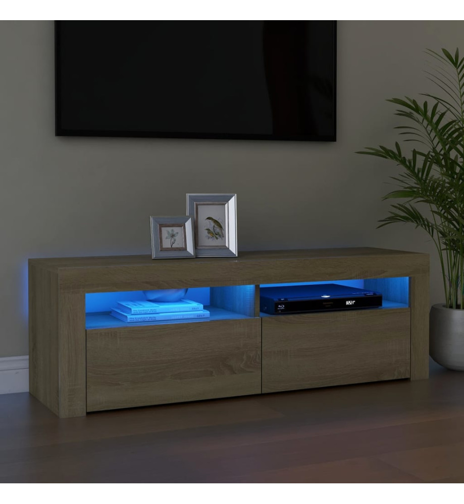 Meuble TV avec lumières LED chêne sonoma 120x35x40 cm