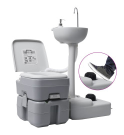 Toilette portable de camping et support à laver les mains Gris