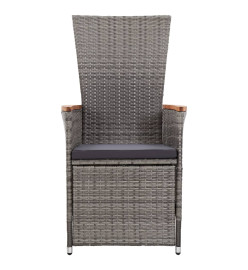 Salon de jardin 3 pcs avec coussins Résine tressée Gris