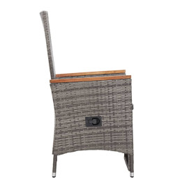 Salon de jardin 3 pcs avec coussins Résine tressée Gris