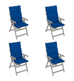 Chaises inclinables de jardin 4 pcs avec coussins Bois d'acacia