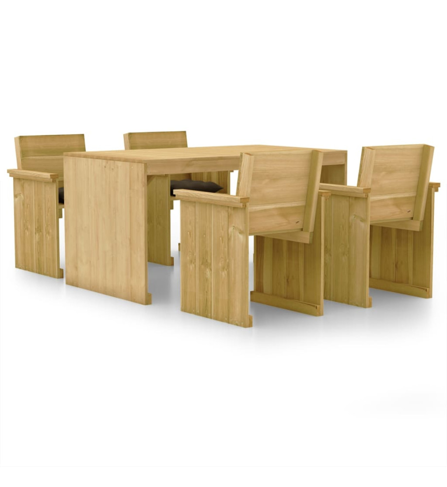 Ensemble à manger de jardin 5 pcs avec coussins pin imprégné Ensemble à manger de jardin 5 pcs avec coussins pin imprégné