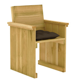 Ensemble à manger de jardin 5 pcs avec coussins pin imprégné