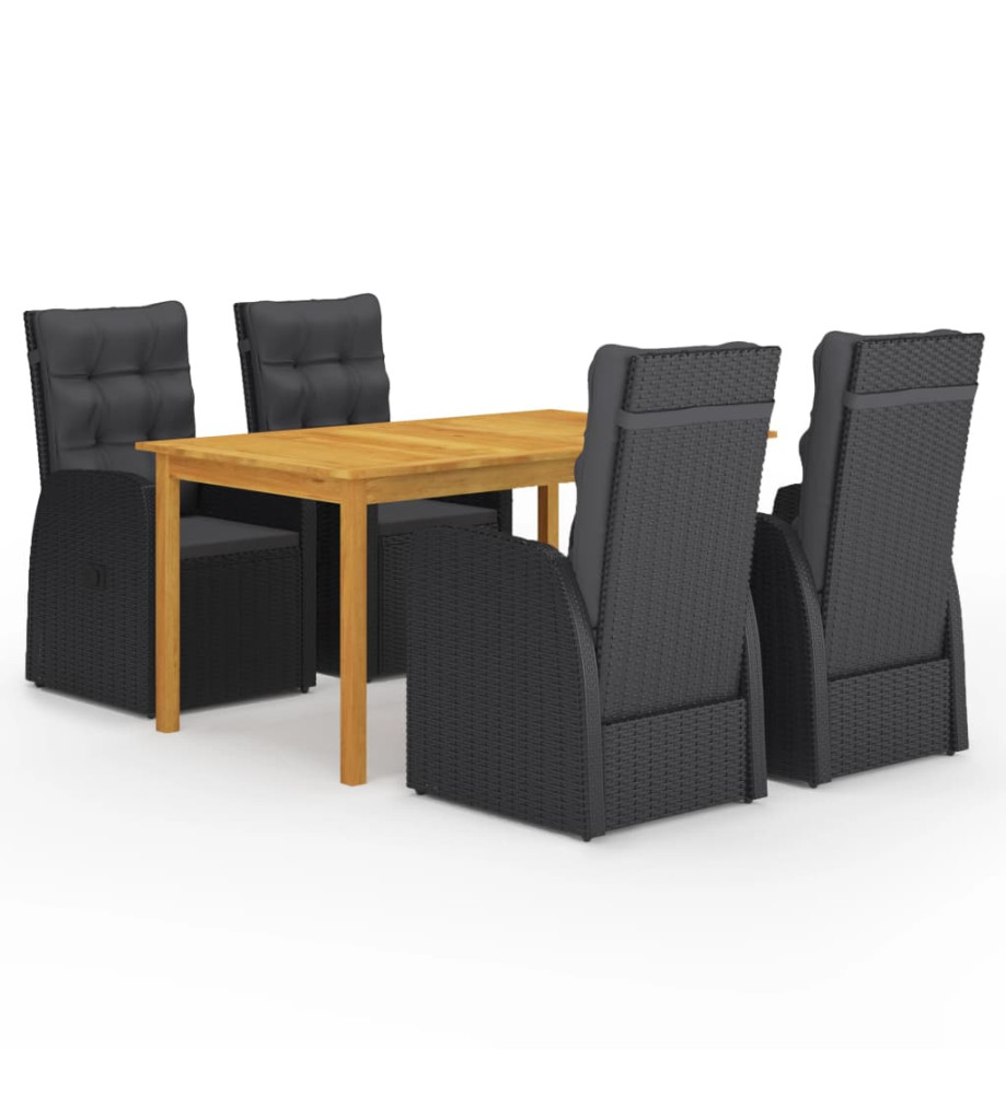 Ensemble de salle à manger de jardin 5 pcs Noir Ensemble de salle à manger de jardin 5 pcs Noir
