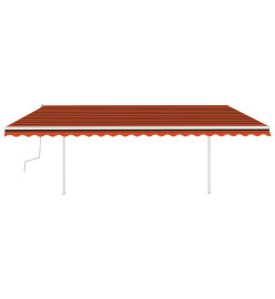 Auvent manuel rétractable avec poteaux 5x3,5 m Orange et marron