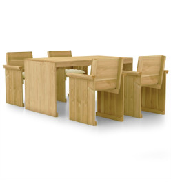 Ensemble à manger de jardin 5 pcs avec coussins pin imprégné