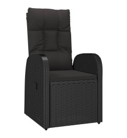 Mobilier à dîner de jardin et coussins 5pcs Noir Résine tressée