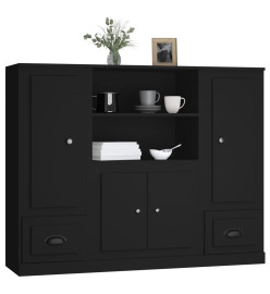 Buffets 3 pcs noir bois d'ingénierie