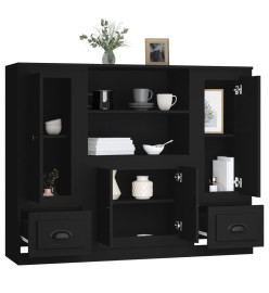 Buffets 3 pcs noir bois d'ingénierie