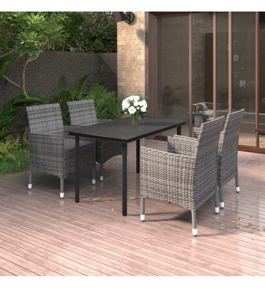 Mobilier à dîner de jardin coussins 5 pcs Résine tressée Verre Mobilier à dîner de jardin coussins 5 pcs Résine tressée Verre
