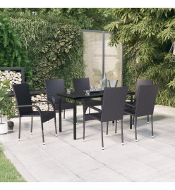 Ensemble de salle à manger d'extérieur 7 pcs Noir