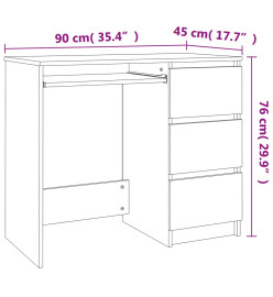 Bureau Blanc 90x45x76 cm Aggloméré