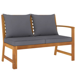 Banc de jardin 114,5 cm avec coussin gris foncé Bois d'acacia