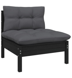 Canapé 4 places de jardin avec coussins anthracite Bois de pin