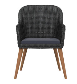 Mobilier de salle à manger de jardin avec coussins 7 pcs Noir