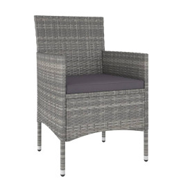 Ensemble de salle à manger de jardin 3 pcs Résine tressée Gris