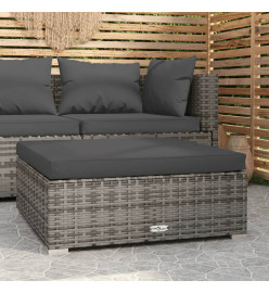 Repose-pied de jardin et coussin Gris 70x70x30cm Résine tressée