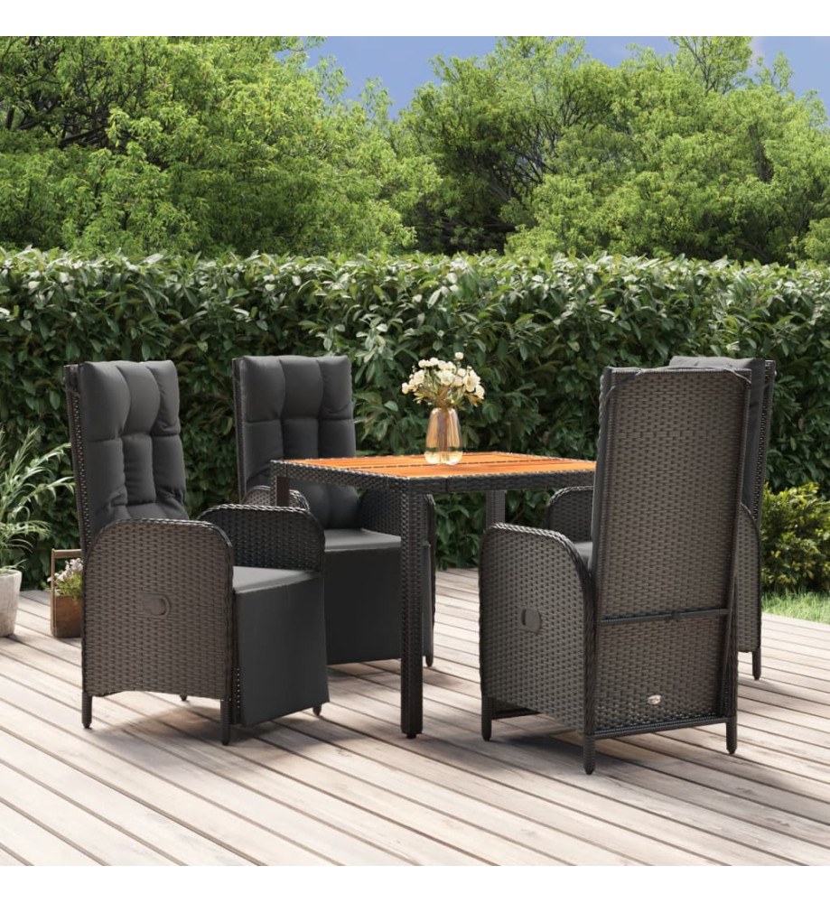 Mobilier à dîner de jardin et coussins 5pcs Noir Résine tressée Mobilier à dîner de jardin et coussins 5pcs Noir Résine tressée