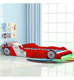 Lit voiture de course pour enfants avec LED 90 x 200 cm Rouge