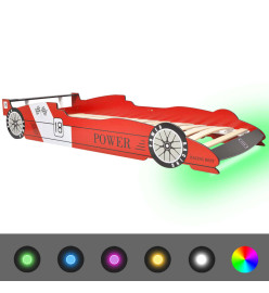 Lit voiture de course pour enfants avec LED 90 x 200 cm Rouge