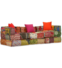 Pouf modulaire à 3 places Patchwork Tissu