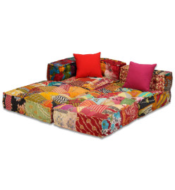 Pouf modulaire à 3 places Patchwork Tissu