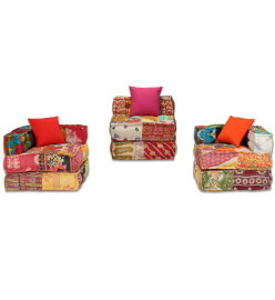 Pouf modulaire à 3 places Patchwork Tissu