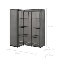 Garde-robe d'angle Gris 130 x 87 x 169 cm