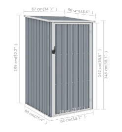 Abri de jardin Gris 87x98x159 cm Acier galvanisé