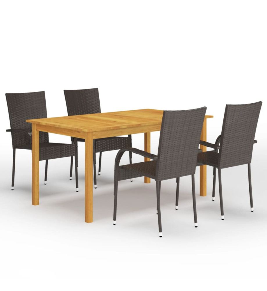 Ensemble de salle à manger de jardin 5 pcs Marron Ensemble de salle à manger de jardin 5 pcs Marron