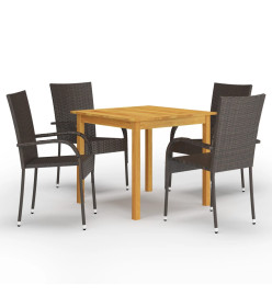 Ensemble de salle à manger de jardin 5 pcs Marron