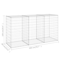 Mur en gabion avec couvercles Acier galvanisé 200x60x100 cm