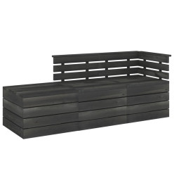 Salon palette de jardin 3 pcs Bois de pin massif Gris foncé