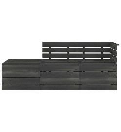 Salon palette de jardin 3 pcs Bois de pin massif Gris foncé