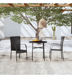 Mobilier à dîner de jardin 3 pcs Résine tressée Noir