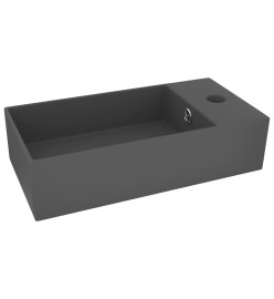 Lavabo de salle de bain avec trop-plein Céramique Gris foncé