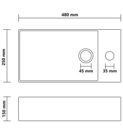 Lavabo de salle de bain avec trop-plein Céramique Gris foncé