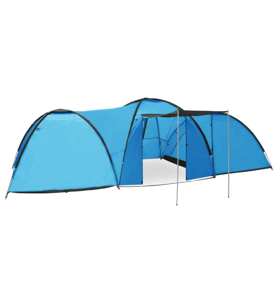 Tente igloo de camping 650x240x190 cm 8 personnes Bleu