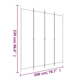 Cloison de séparation 4 panneaux Anthracite 200x220 cm Tissu