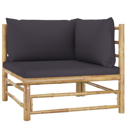 Salon de jardin 2 pcs avec coussins gris foncé Bambou